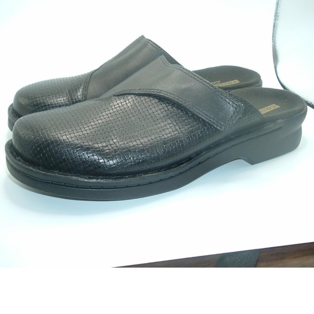 NEW Clarks Patty Tayna Black Leather Mules Womens 7 Comfort Clog Nurse Teacher